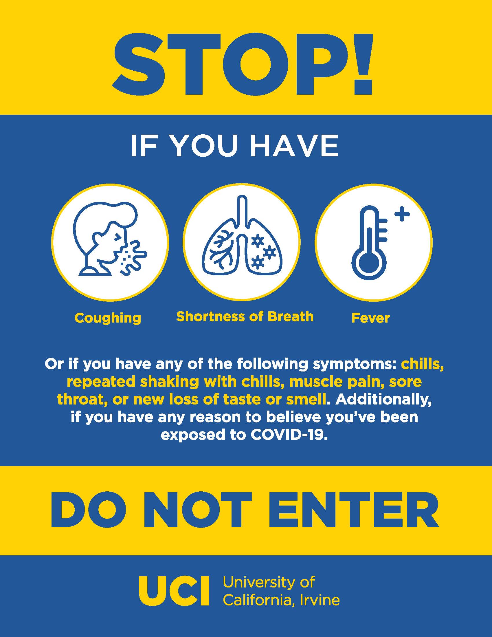 Virus Illness List Symptoms Notice Sign Directive Poster Graphic Do Not Enter 
