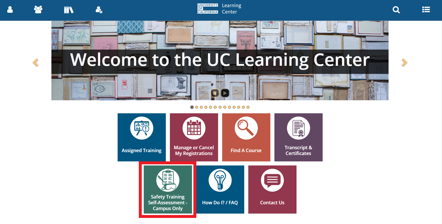 UCLC home screen highlight STSA button